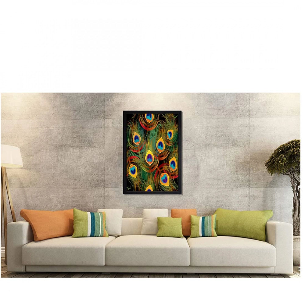 Peacock Father painting with multicolored photo frame