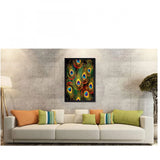 Peacock Father painting with multicolored photo frame