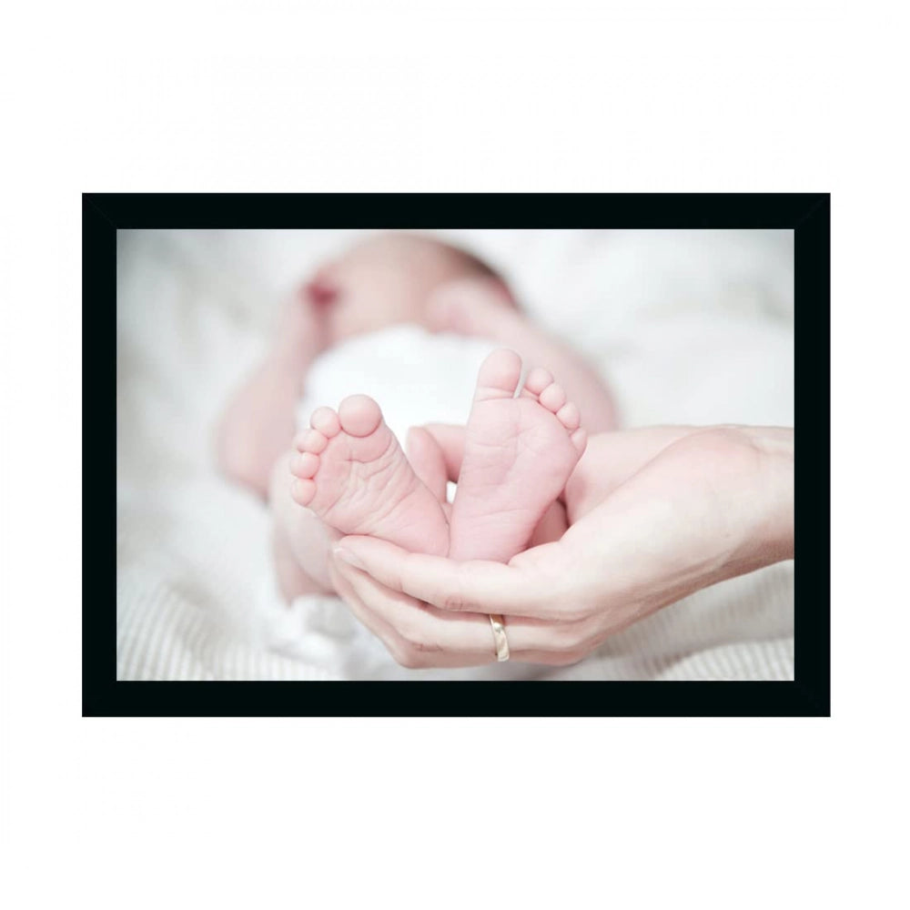 Baby photo painting on canvas, with a wooden frame and synthetic varnish