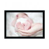Baby photo painting on canvas, with a wooden frame and synthetic varnish