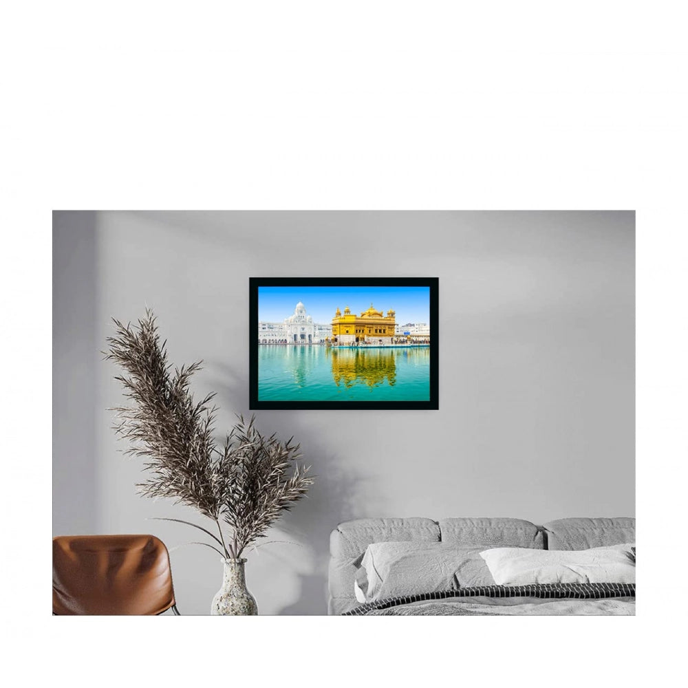 Multicolor synthetic photo frame with Golden Temple painting in background
