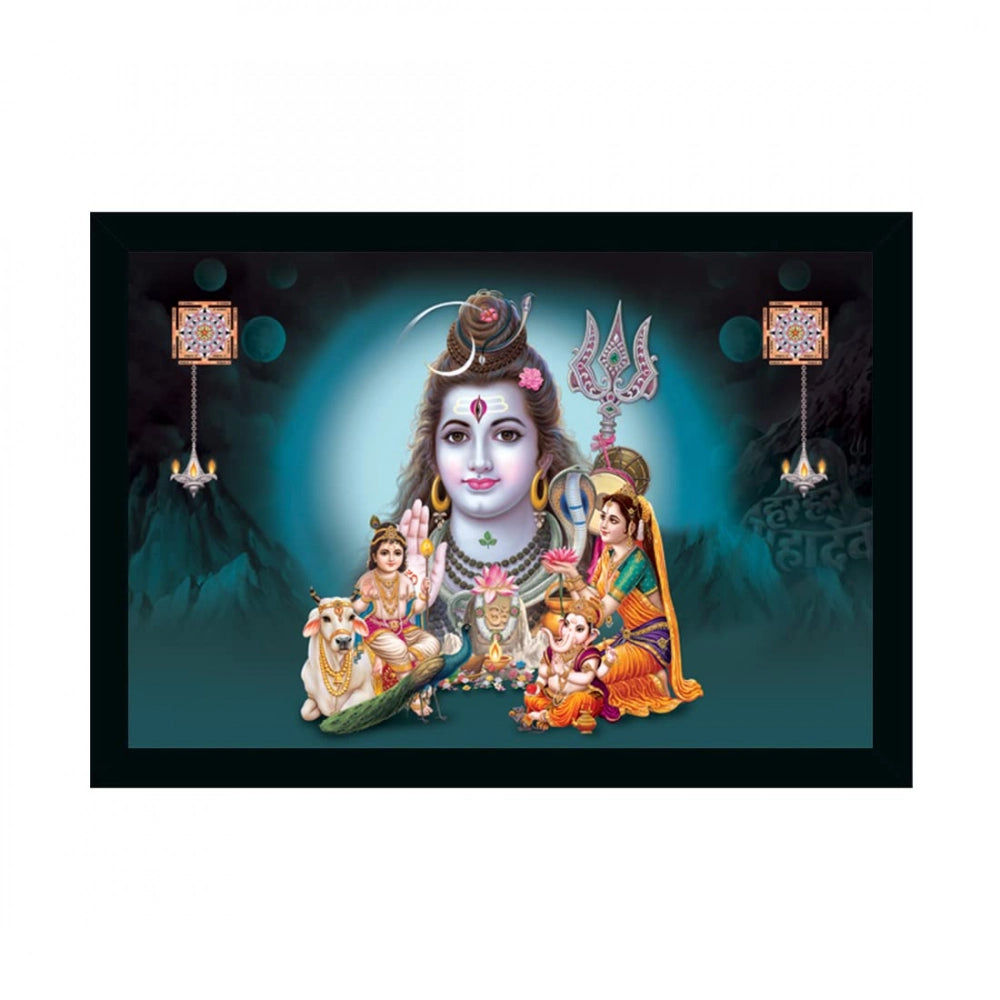 Vibrant Lord Shiva painting framed, colorful, synthetic