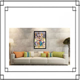 Multicolor canvas portrait of Lord Shiva in a modern photo frame