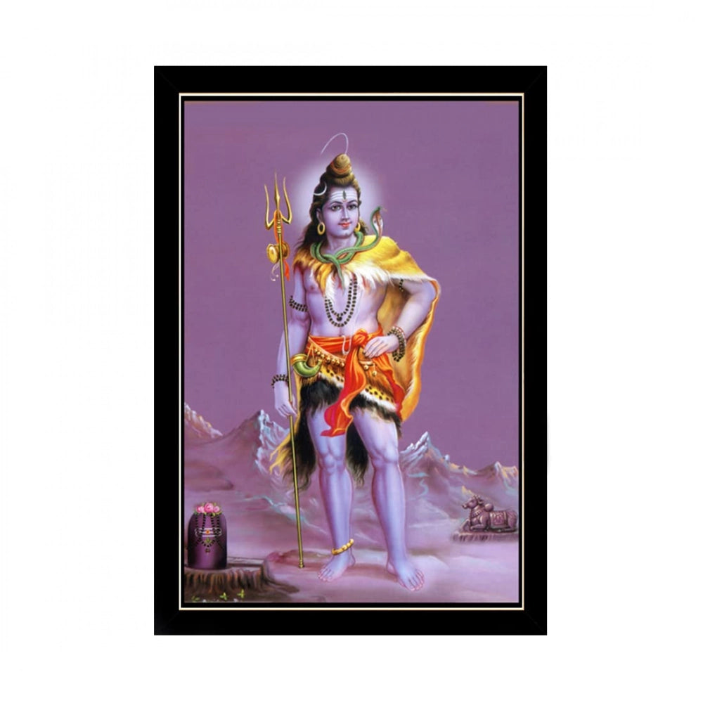 Multicolor Lord Shiva religious painting on synthetic photo frame