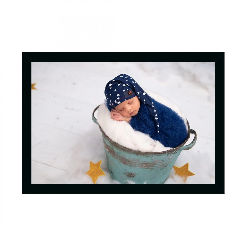 Multicolored photo painting with a wooden frame