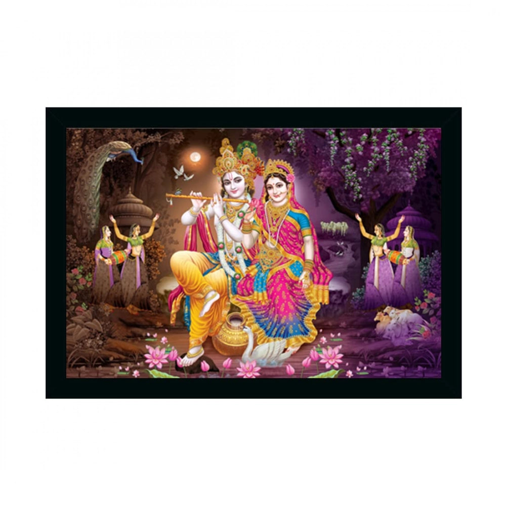 Radha Krishna painting, multicolored photo frame, religious artwork