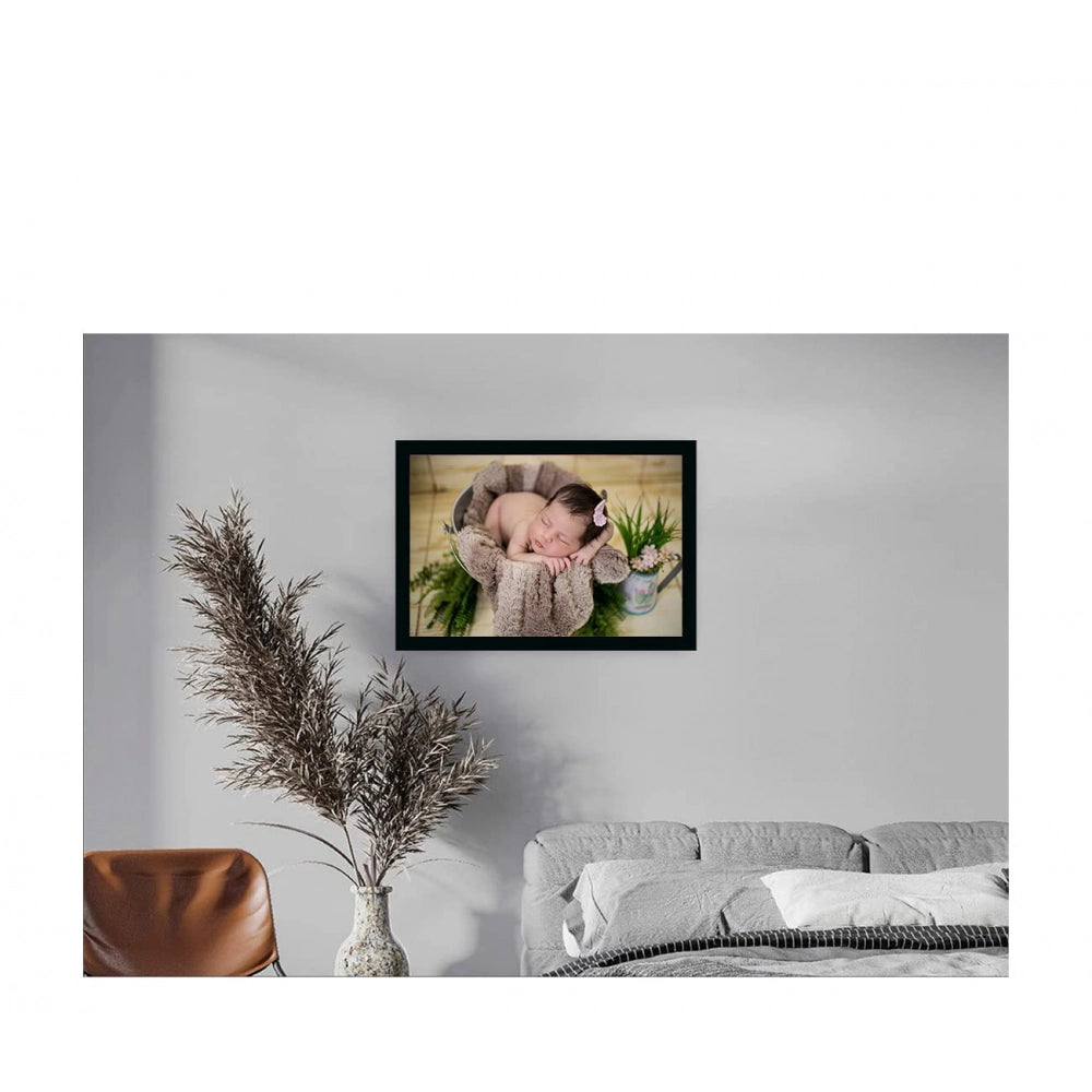 Baby photo painting, multicolor frame with white mat