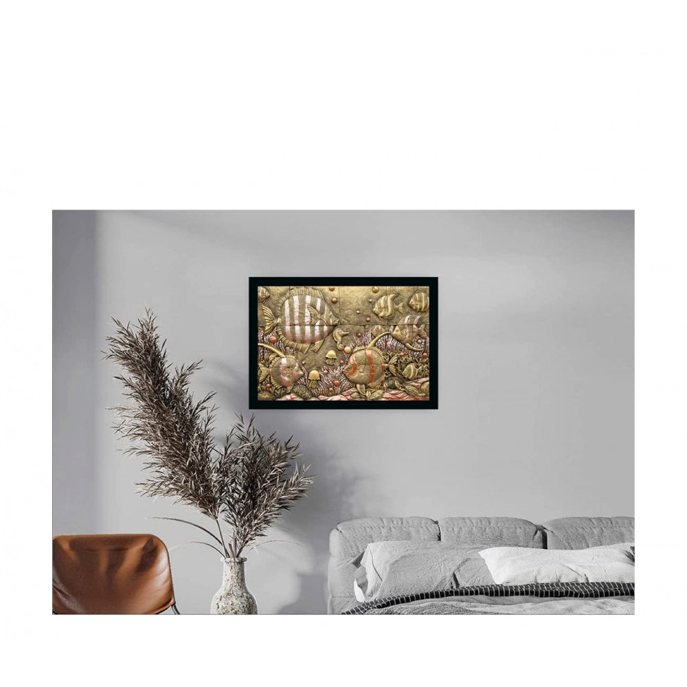 Multicolor painting of a fish with a synthetic photo frame