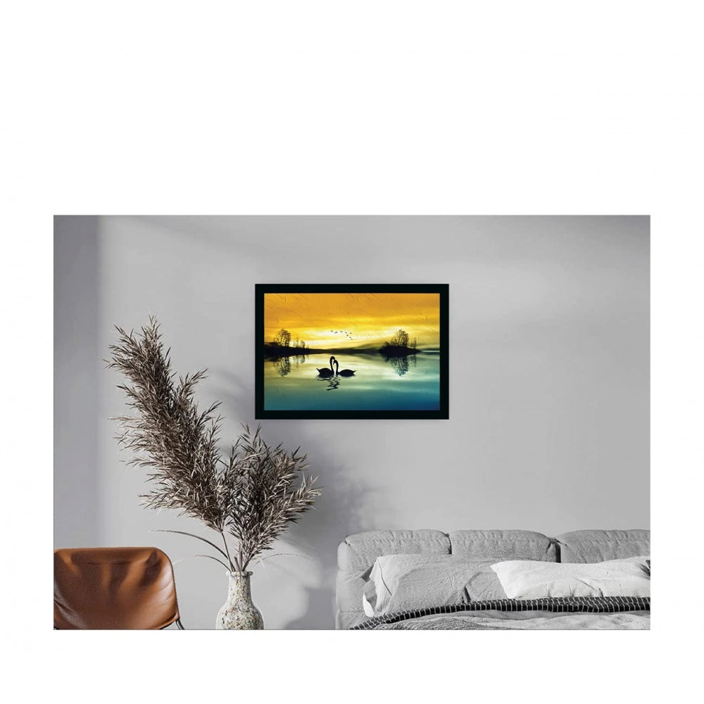 Multicolored pair painting, synthetic photo frame, hanging on wall