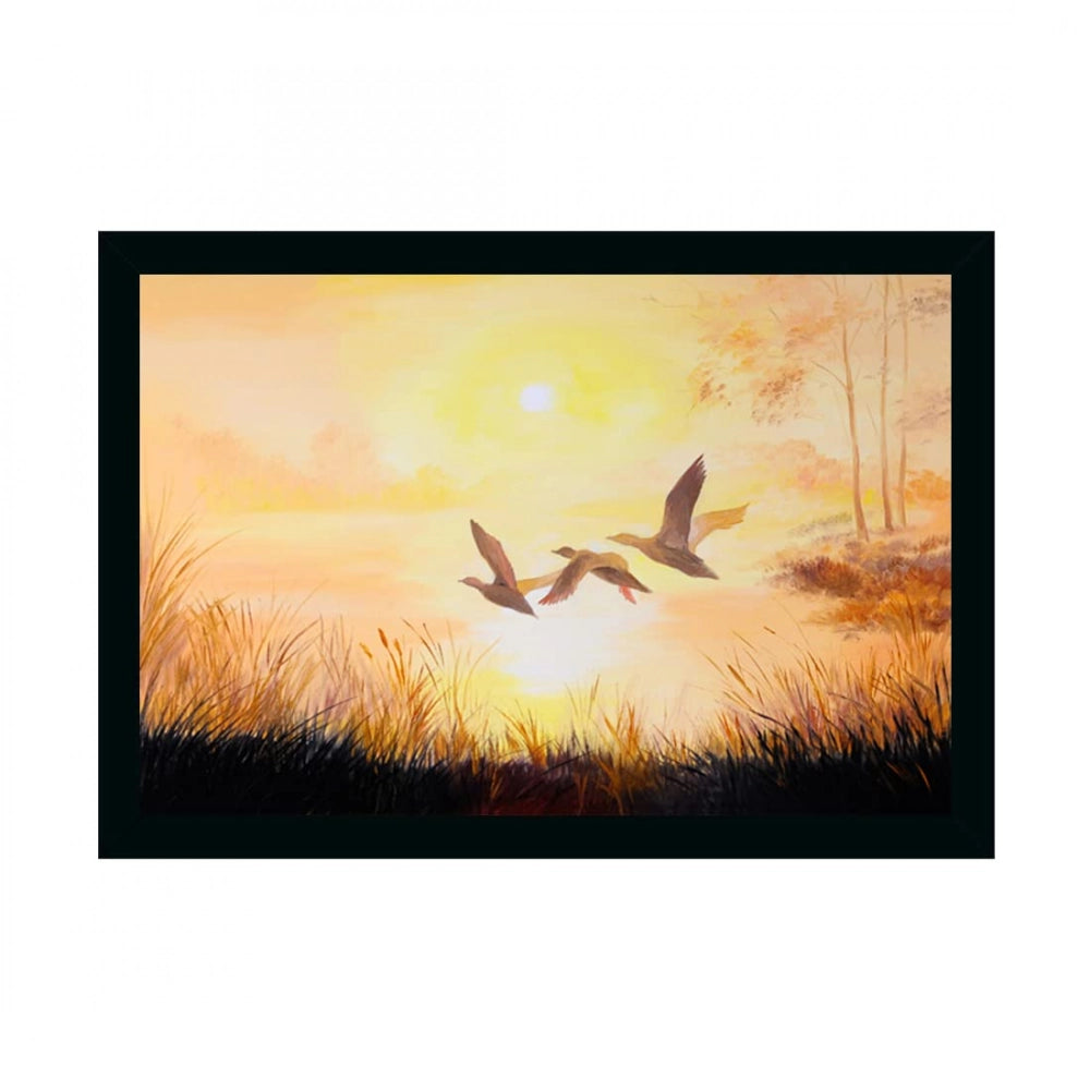 Natural scenery landscape painting in a vibrant synthetic photo frame