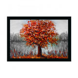Multicolored tree painting on canvas, in a modern photo frame