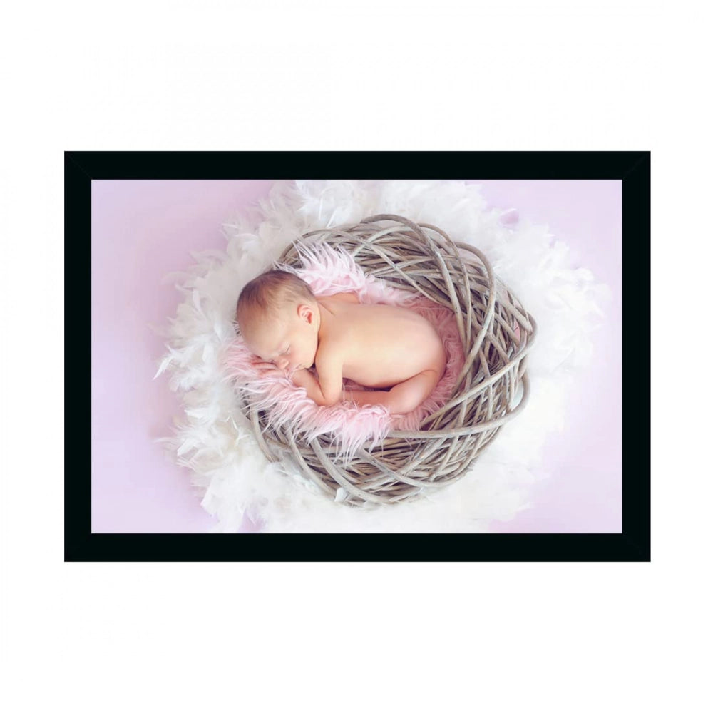 Baby in photo painting, synthetic frame