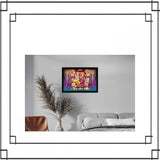 Multicolor synthetic framed painting of Ayodhya Ram Mandir, lightweight, water-resistant for wall mounting