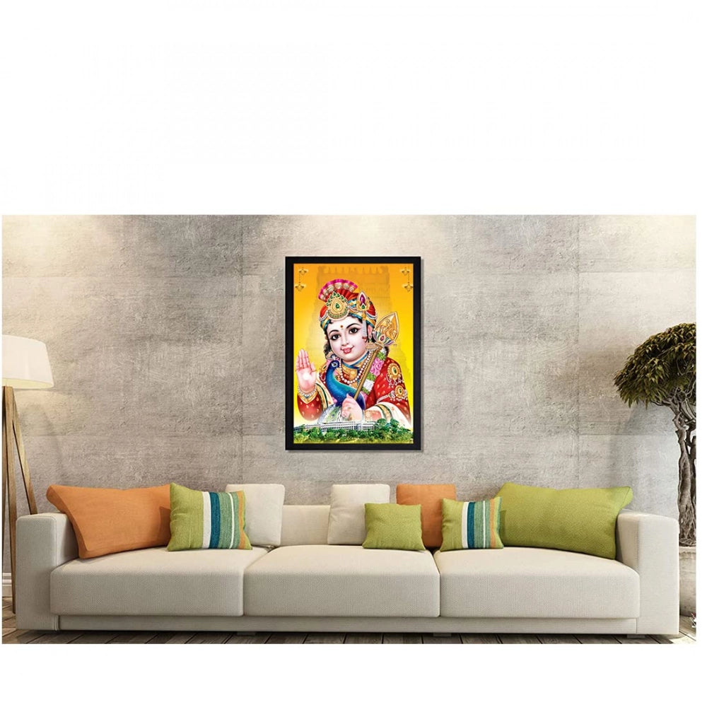 Murugan Painting with Synthetic Photo Frame (Multicolor)
