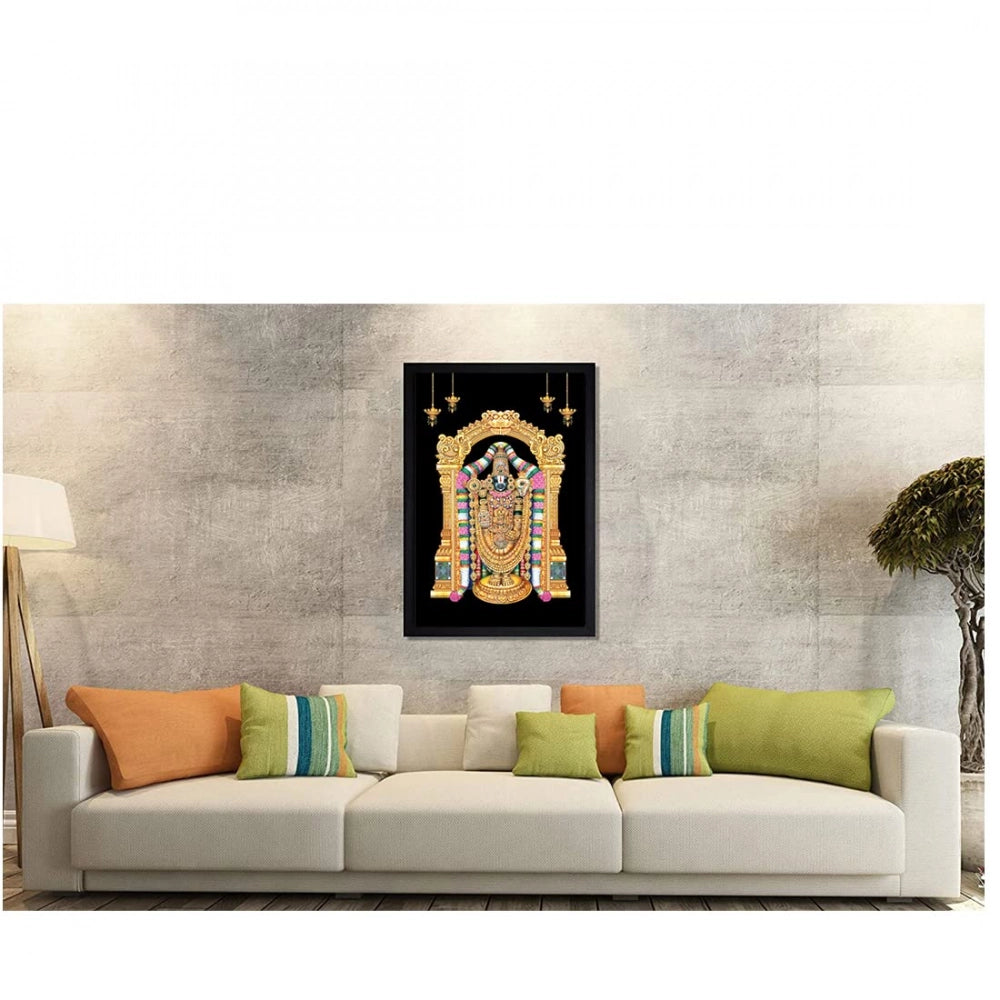 Tirupati Balaji Painting with Synthetic Photo Frame (Multicolor)