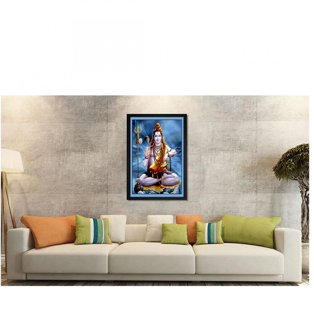Lord Shiva wall painting with synthetic photo frame, multicolored and detailed