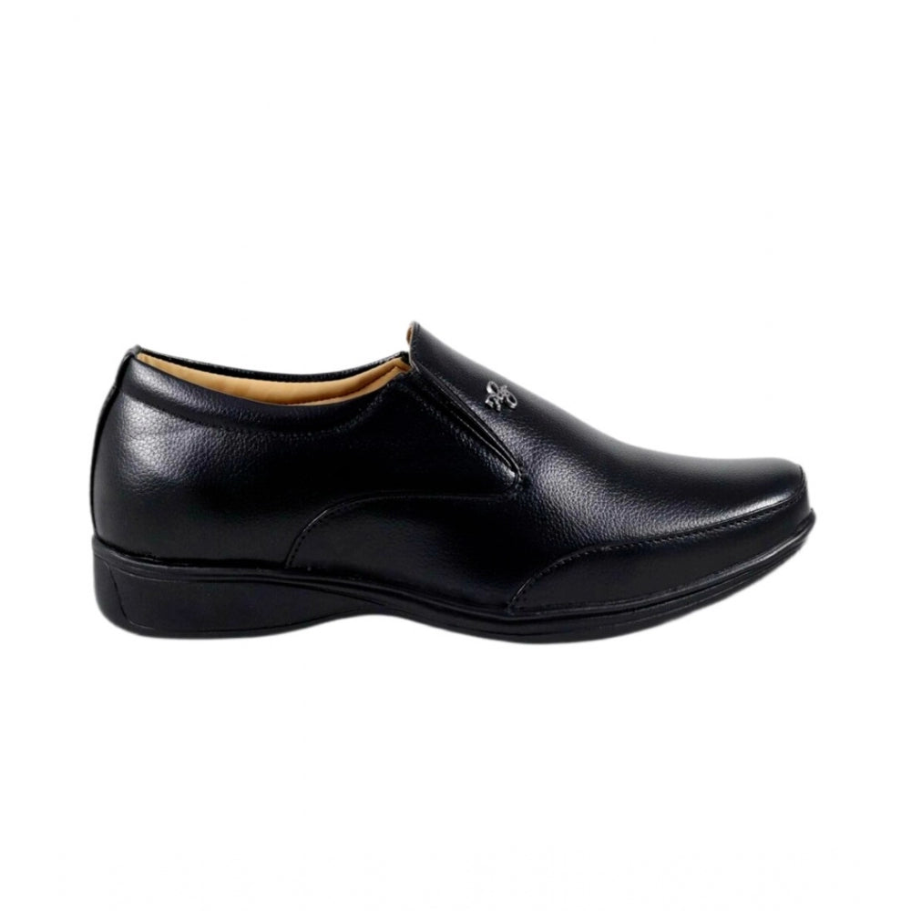 Black synthetic leather formal shoes for men, solid pattern, lace-up closure