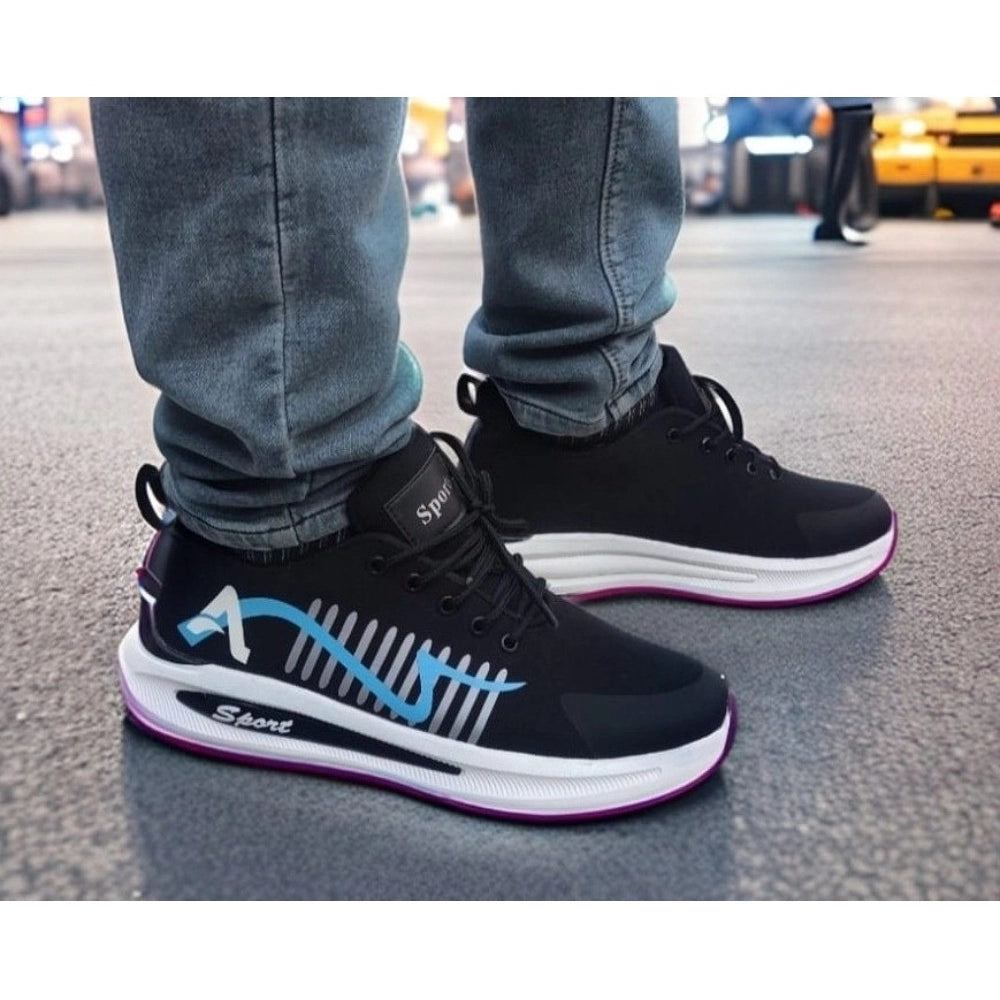 Blue synthetic casual men's shoes with lace-up closure, perfect for everyday wear