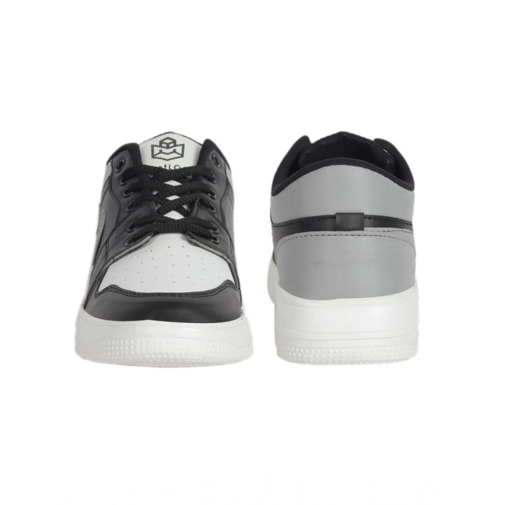 Black synthetic men's casual shoes, lace-up with airmix sole for comfortable wear
