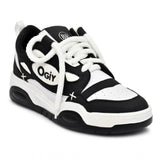 Black synthetic men's casual shoes with lace-up closure, solid design for everyday wear