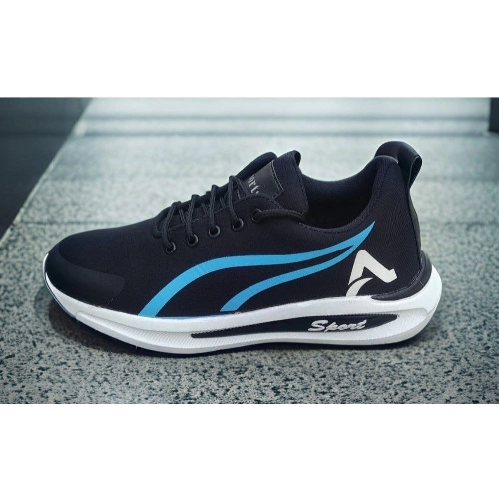 Blue synthetic casual shoes for men, solid lace-up design with Zoomix sole, suitable for everyday wear
