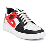 White synthetic men's casual shoes with lace-up closure, ideal for everyday wear (actual product color may vary)