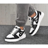 Black synthetic men's casual shoes, solid lace-up design for everyday wear