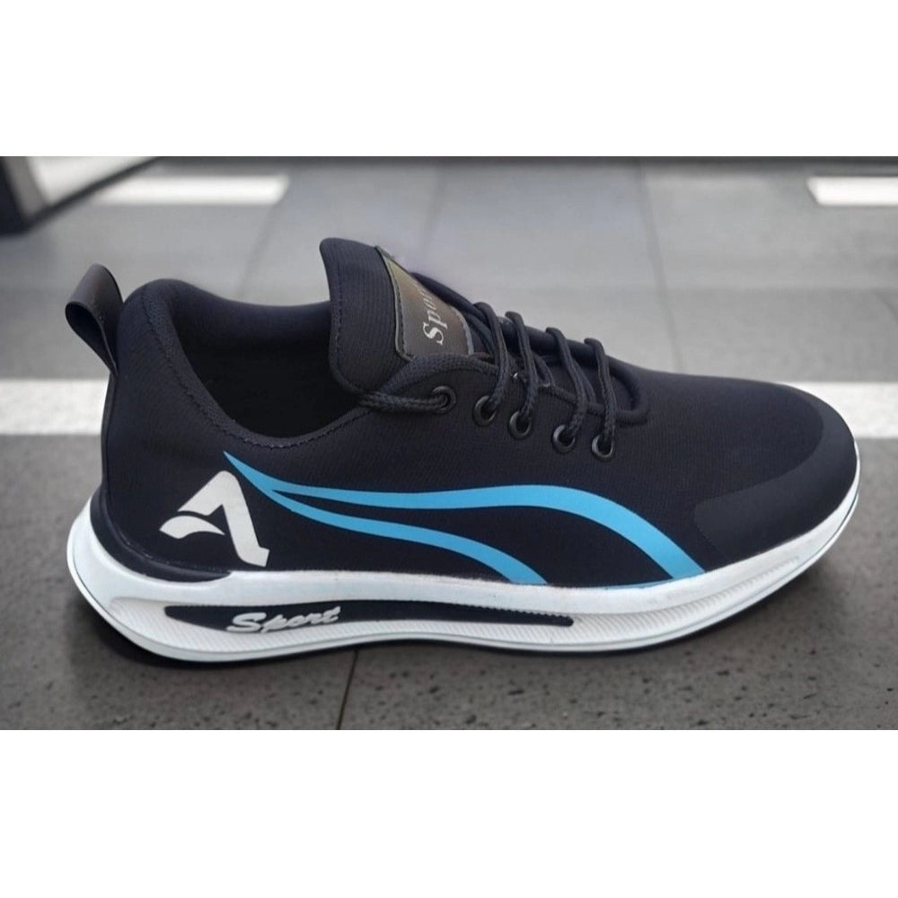 Blue synthetic casual shoes for men, solid design with lace-up closure, suitable for everyday wear