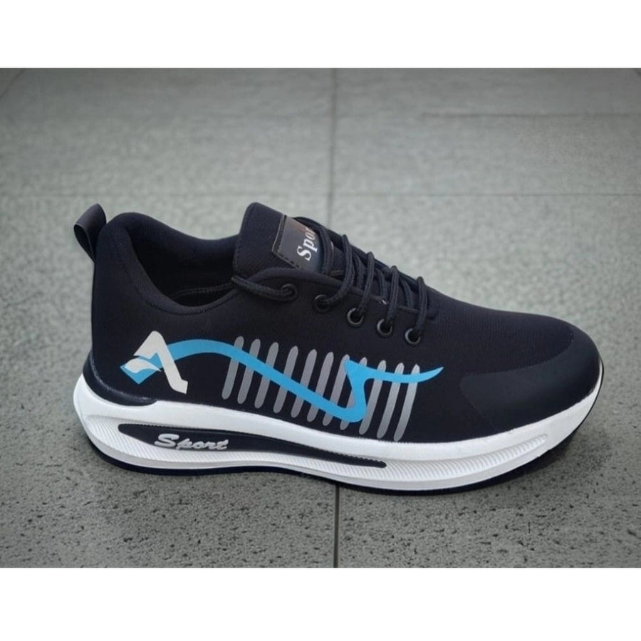 Blue synthetic men's casual shoes with lace-up closure, zoomix sole for comfortable wear