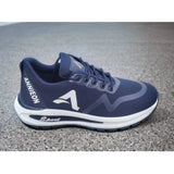 Navy blue synthetic men's casual shoes with lace-up closure, solid pattern on footwear for everyday wear