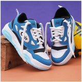 Blue synthetic casual men's shoes, solid design with lace-up closure for everyday wear
