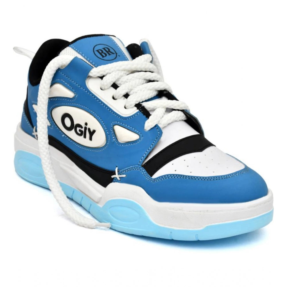 Blue synthetic casual men's shoes with lace-up closure and airmix sole for everyday wear