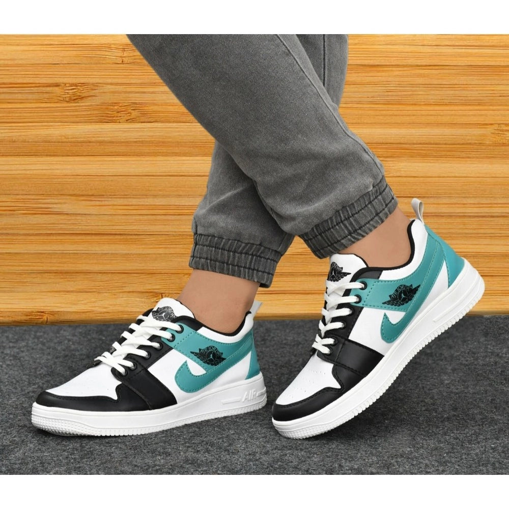 Sea-Green synthetic men's casual shoes, solid pattern with lace-up closure for everyday wear (may vary from images)