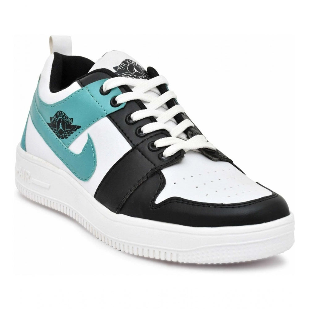 Sea-green synthetic casual men's shoes, solid style with lace-up closure for everyday wear (may vary in color)