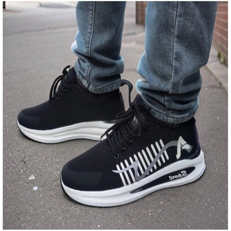 Blue synthetic casual men's shoes, solid lace-up design with Zoomix sole for versatile casual wear