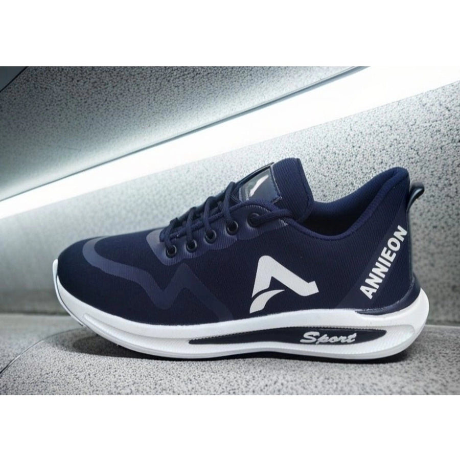 Navy Blue synthetic casual shoes for men - Solid lace-up design with Zoomix sole, ideal for everyday wear