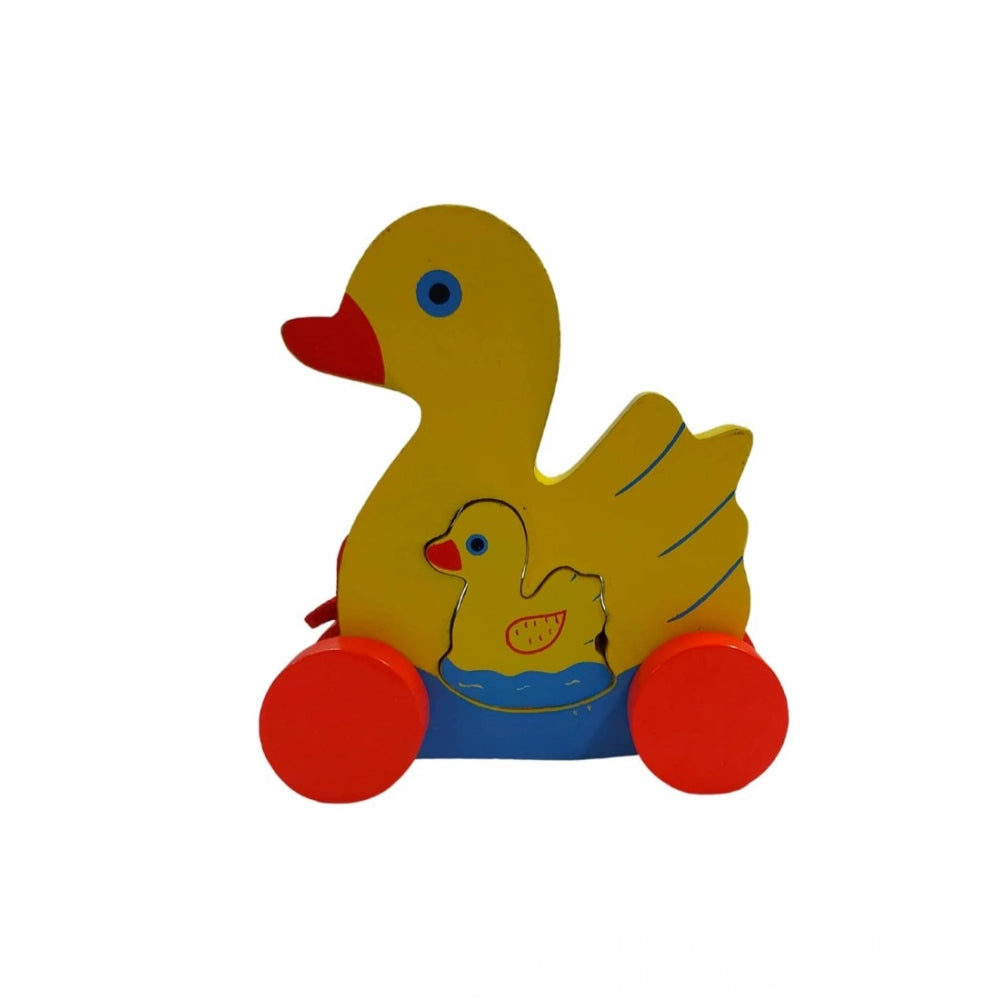 Wooden Toddlers Duck Pull Toy For Babies (Multicolor) - GillKart