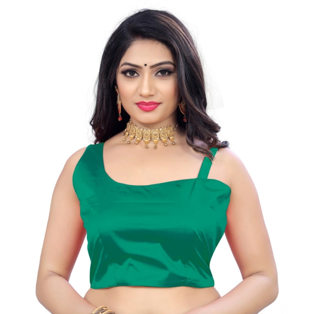 Green satin sleeveless blouse for women, free size ready-made