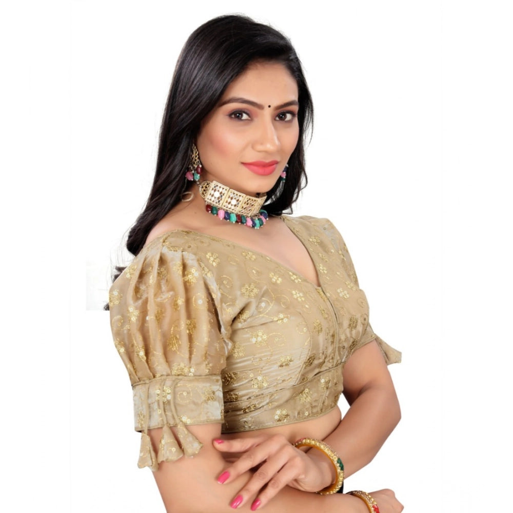 Beige Jimmy Choo embroidered blouse, free size, half sleeve V-neck