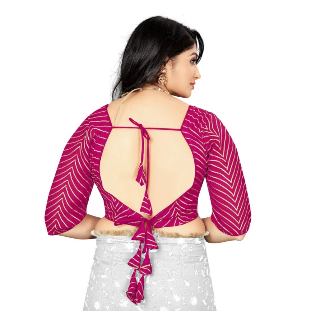 Pink georgette embroidered blouse, free size ready-to-wear fashion for women on hanger