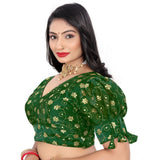 Green Jimmy Choo embroidered blouse with half sleeves and v-neck, free size