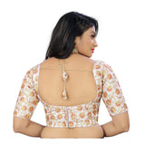 White phantom cording blouse, free size, half sleeve, round neck