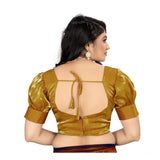 Metallic gold organza blouse, free size, half sleeve, v-neck design for women