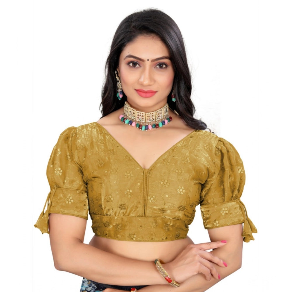 Gold Jimmy Choo embroidered blouse (free size), half sleeve v-neck design on mannequin