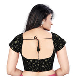 Black velvet sequin readymade blouse, short sleeves, round neck, free size