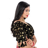 Black Jimmy Choo embroidered blouse, free size, half sleeve, V-neck