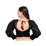 Organza cream blouse (free size), long sleeve, v-neck, ready-made, plain design for women