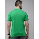 Green Cotton Men's Half Sleeve Solid Polo T-Shirt (Regular Fit) - casual wear, solid color design on display