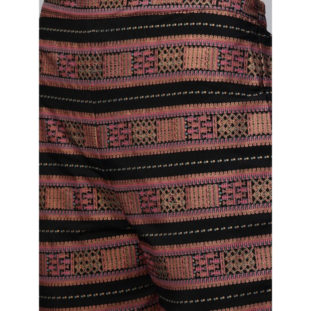Women's Casual 3-4Th Sleeve Geometric Crepe Kurti and Pant Set (Pink) - GillKart
