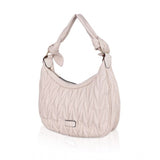 Women's Faux Leather Textured Handbag (Beige White) - GillKart